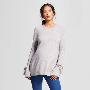 Isabel Maternity Grey Tie Sleeve Sweater XS